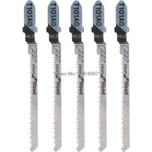 5 Pcs T101AO HCS T-Shank Jigsaw Blades Curve Cutting Tool Kits For Wood Plastic AP16