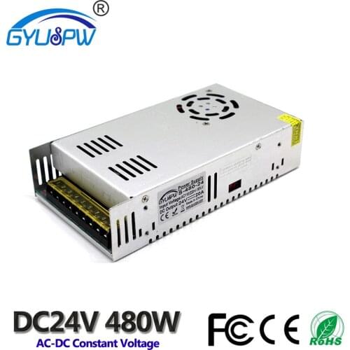 480W 20A 24V DC Switching Power Supply Adapter Transformer 110V 220V AC DC24V SMPS For Led Strip Modules Light CNC CCTV 3D Print