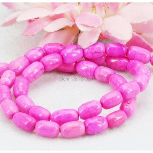 Accessories 6x8mm Rose Red Turkey Loose Beads Stone For Necklace Bracelet DIY Howlite Bucket 15inch Jewelry Girls Gifts Gems