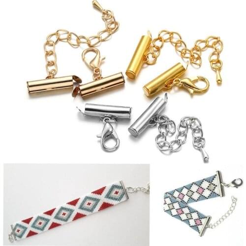 For DIY Jewelry Making Accessories End Clasp With Chain End Caps Connectors 10set/lot Buckles Tubes Slider Crimp End Beads Slide