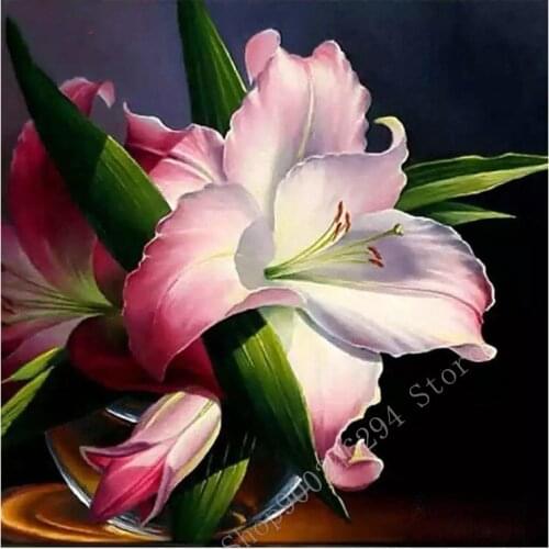5D DIY Diamond Painting Flower Square Diamond Painting Cross Stitch Mosaic Lily Diamond Embroidery Handicraft Decor Gift FF2082