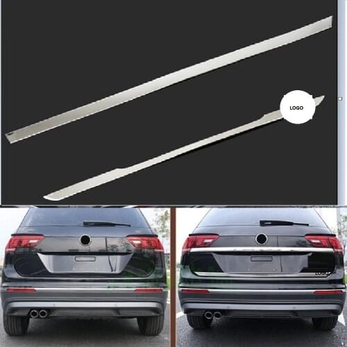 Auto Accessory Rear Tail Trunk Door Lid & Upper Tailgate Overlay Strip Cover Trim Bright Silver Fit For VW Tiguan L 2017
