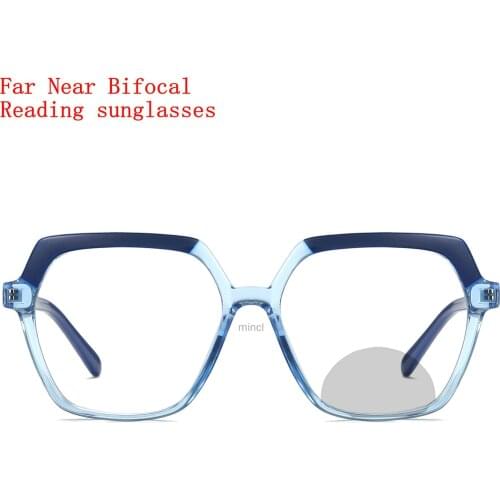 Full Frame Bifocal Reading Glasses For Men Women Transition Photochromic Multi-focus Presbyopia Reader White Optical Lens NX