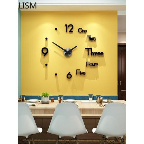 Large Wall Clock Living Room Modern Design Nordic Clocks Living Room Fashion Creative Wall Stickers Clock Horloge Mural