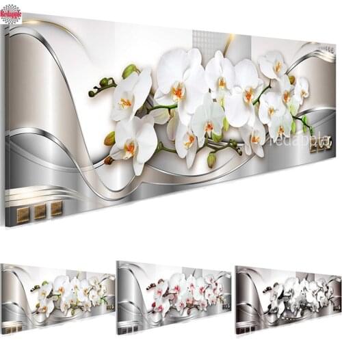 Large white orchid flower diamond embroidery Diamond Painting Cross Stitch modular picture diamont Mosaic rhinestone decoration
