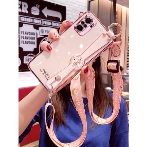 For Xiaomi POCO F3 Case Soft Silicone plating Slim With Wristband protective Back Cover Case For xiaomi Redmi K40 Pro K40Pro