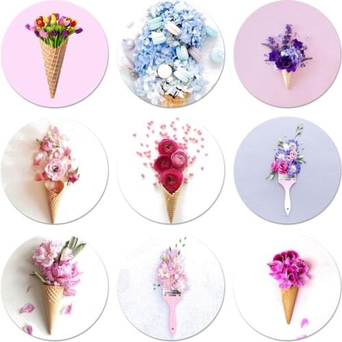 Floral art Floral Ice Cream candy colors Icons Pins Badge Decoration Brooches Metal Badges For Backpack Decoration