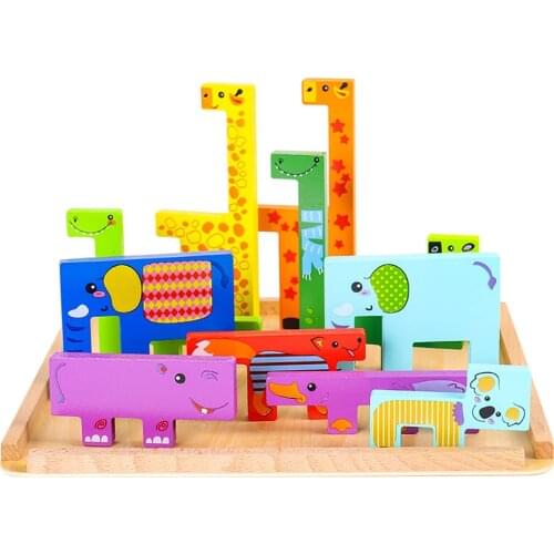 Wooden Puzzle Brain Teasers Toy Building Blocks Game Wood Puzzles Intelligence Educational Toys for Preschool Children Kids