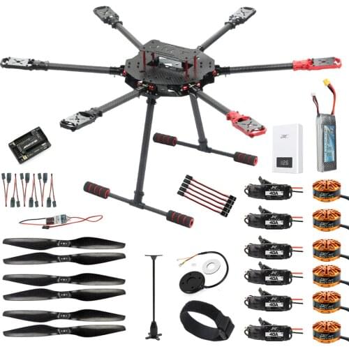 DIY Saker675 675mm Carbon Fiber Folding Frame Kit 6-axle RC Drone kit with T-Shaped Gear APM2.8 Flight Control 700KV Motor