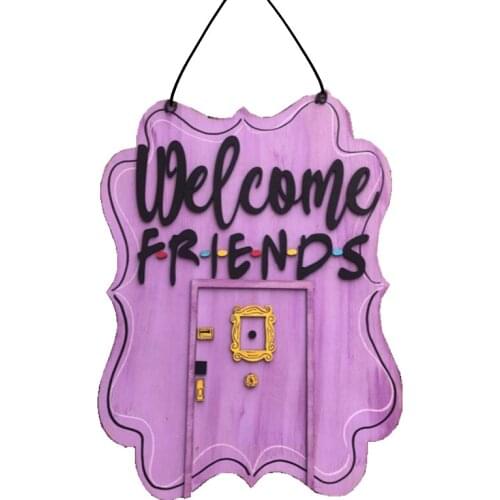 Door Frame Plaque & Sign Friends Welcome Door Plaque & Sign Handmade Friends Home Decor for Fan of Friends Bar Hanging Sign