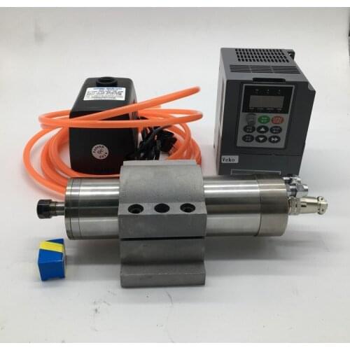 800W 220v 24000rpm ER11 65mm Spindle Motor Water Cooled + 1.5kw inverter VFD+75W water pump Clamp bracket kit For CNC Engraving