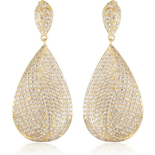 GrayBirds Luxury Dangle Earring Plated With White cz Stone Drop Earrings Big Crystal Earring New Fashion Jewelry MLE036