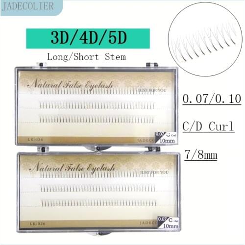 Jadecolier 3D/4D/5D Premade Volume Fans Eyelash Extension 7mm/8mm Short Inidvidual Lash Long/Short Stem