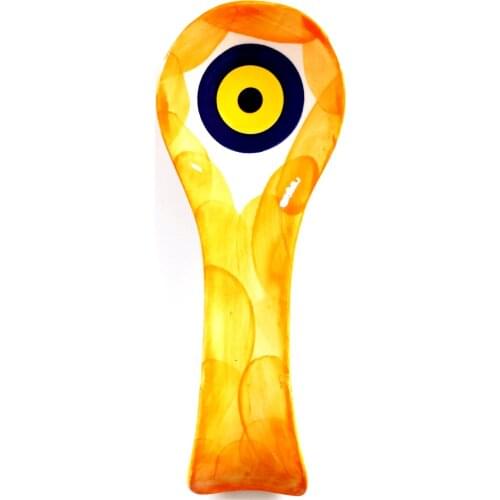 Evil Eye Beaded Ceramic Countertop Orange Spoon Holder