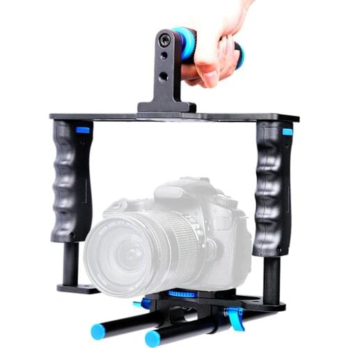Camera Video Cage Film Movie Making Kit DSLR Cage & Handle Grip & Rod for Canon 5D2 700D 650D for Nikon D7200 Aluminum Alloy ABS