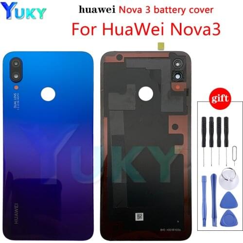 Original For Huawei Nova 3 Battery Cover Glass Nova 3i Back Panel Rear Door Housing Case For Huawei Nova 3 Battery Cover