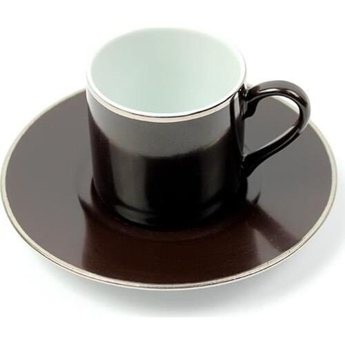 Kutahya has Porcelain Turkish Coffee Cup Set Brown Glitter 6 PCs