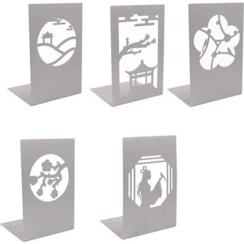 Stylish Premium Metal Bookends Hollow-out Book Stands Creative Wedding Gift Book Holders Non-Slip Bookends Book Supports