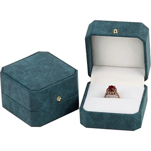 Fashion PU Leather Ring Jewelry Display Box Velvet Pendant Earring Stud Display Box Velentines Day Ring Jewelry Storage Gift Box