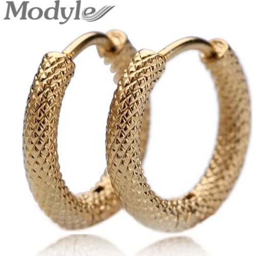 Modyle New Fashion Big Circle Hoop Earrings Twisted Gold Color Stainless Steel Earrings For Women Party Wholesale Top Quality