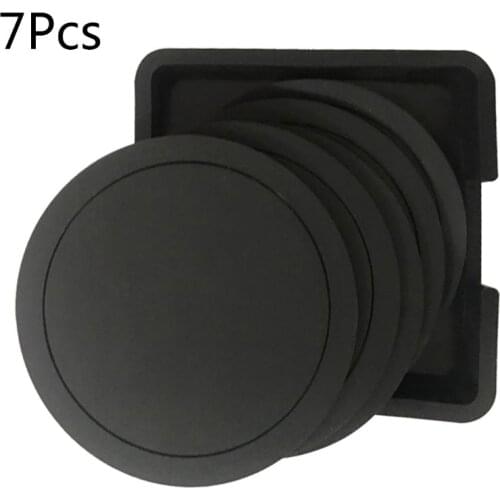 7Pcs Non-slip Silicone Drinking Coaster Set Holder Cup Coaster Mat Set Round Coffeee Cup Mat Set Black Tabletop for Home Office