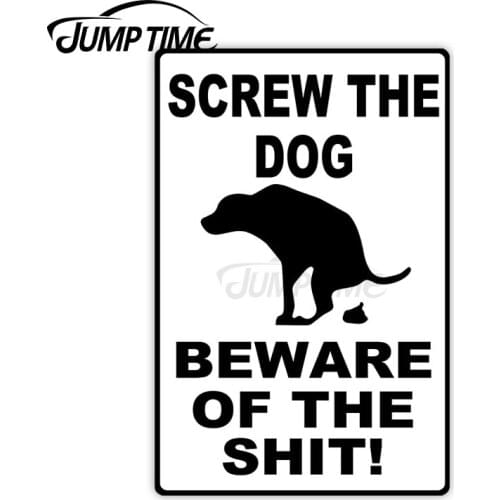 Jump Time 13 x7.2cm Car Sticker Screw The Dog, Beware Of The Decals Occlusion Scratch Bulding Wiper Bumper Vinyl Car Accessories