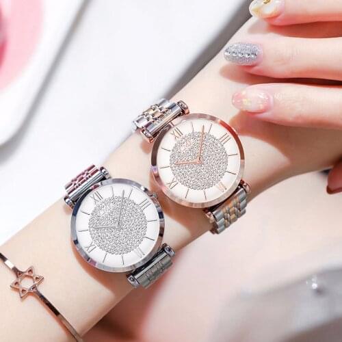 Ladies Dress Watch Top Brand Luxury Quartz Crystal Wrist Watches For Women Full Steel Waterproof Motre Femme Clock Gift For Wife