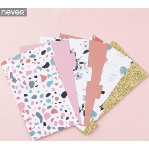 Never Pink Series Notebook Index Dividers 6 Holes Loose Leaf Spiral A6 Planner Accessories Inside Bookmarks Refills Stationery