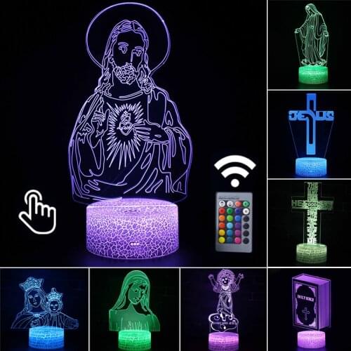 3D Jesus Night Lights Virgin Mary Christian Model Figurine LED Table Lamp Room Decor Religion Lights Lamp Child Xmas Gifts