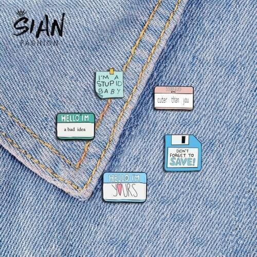 SIAN New Fashion Post-it Notes Paper Text Memo Pins Brooches For Friends Cartoon Jewelry Acrylic Badges Cute Backpack Ornaments