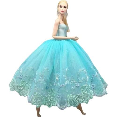 1/6 BJD Doll Clothes for Barbie Princess Dress Floral Multi Layer Lace Wedding Gown Outfits 11.5" Dollhouse Accessories Kids Toy
