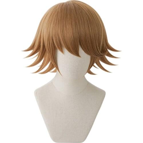 30cm Anime Dangan Ronpa Fujisaki Chihiro Cosplay Wig Brown Heat Resistant Synthetic Hair Men Women Short Wigs C28K189