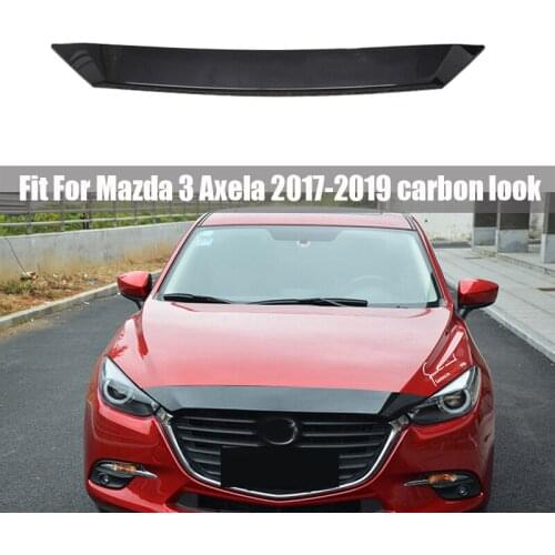 For Mazda 3 M3 Axela 2017-2019 Front Grille Hood Engine Cover Trim Bug Shields Car Styling ABS Sequins Sticker carbon fiber look