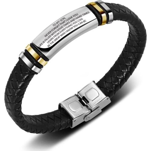 MYLONGINGCHARM Personalized Men Bracelet-engrave your message Stainless Steel Men Bracelet Personalized Gift for husband