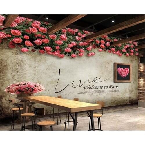 Customize any size photo wallpaper European Retro Nostalgia Rose Rose TV Wall wallpaper painting papier peint mural 3d beibehang