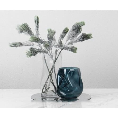 Vases Home Decor Transparent Blue Glass Living Room Accessories ваза для декора горшок для цветов для домашнего интерьера
