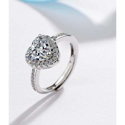 Luxury Love Heart AAAAA Cubic Zirconia Rings for Women Girl Classic Cute Wedding Engagement Bridal Ring Fashion Jewelry Gifts