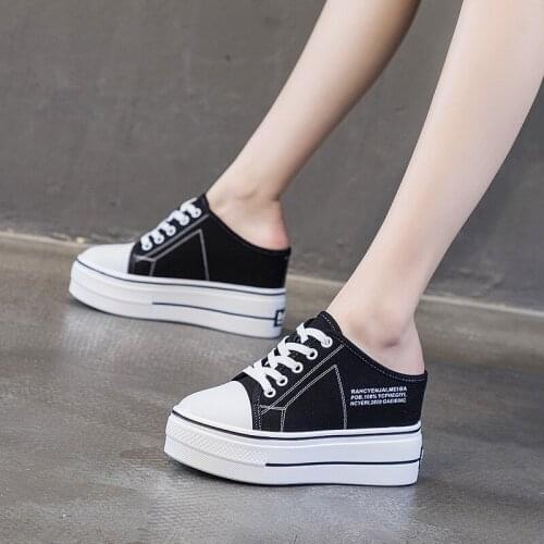 Slippers womens half-care outside wear 2021 summer new casual thick-soled Baotou lazy sandals with 8cm height increase