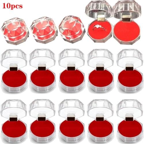 10pcs/lot Hot Sale Jewelry Package Ring Earring Box Acrylic Transparent Wedding Packaging Jewelry Box Free Shipping