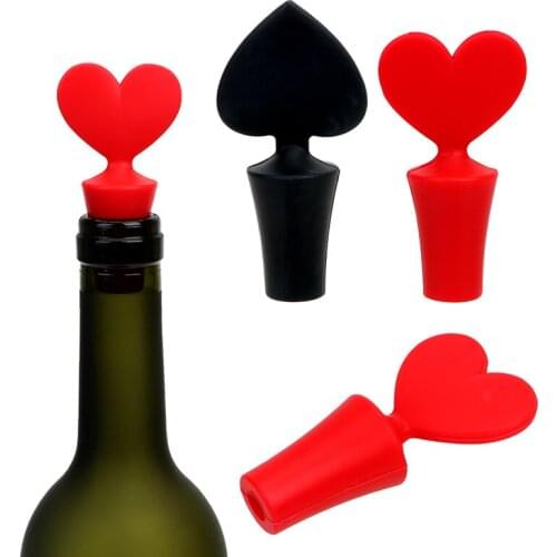 Silicone Poker Shaped Wine Stopper Leak Free Beer Wine Bottle Cork Stopper Wine Bottle Stopper Sealer Cap Bar Tools