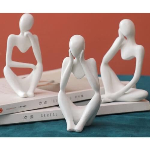New Modern European Style Resin Abstract Thinker Statue for Decoration Simple Sculpture Figurine Hotel Office Home Desktop Decor