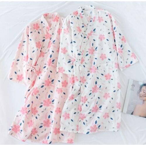 SeeBest Flower Print Comfy Cotton Robes Women Homewear Loungewear Dress Lazy Style Summer Pajamas