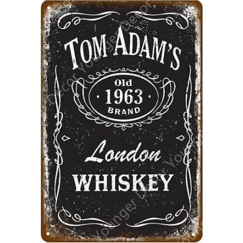 Vintage Ice Cold Tom Adams London Whiskey Metal Tin Signs Wall Plaque Home Bar Pub Club Tavern Decor Gin Beer Poster YI-152