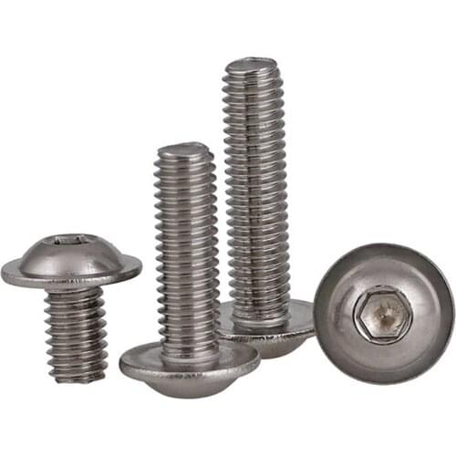 10-50Pcs M2 M2.5 M3 M4 M5 M6 M8 304 Stainless Steel Semi-round Head Screws Round Head With Pad Hex Socket Screws
