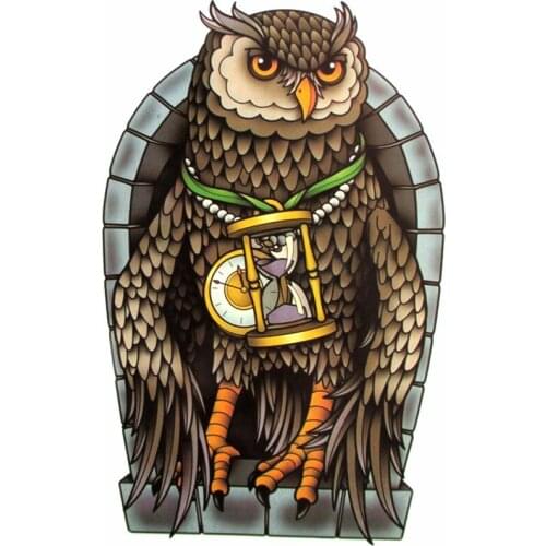 5pcs Report the clock owl waterproof Temporary tattoos men fake tattoo tatoo temprary stickers tatouagem falsa metallic tattoo