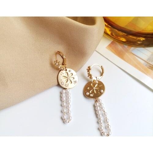 Mihan Women Jewelry Metal Round Earrings Pretty Design Golden Plating Simulated Pearl Dangle Drop Earrings For Women Gifts