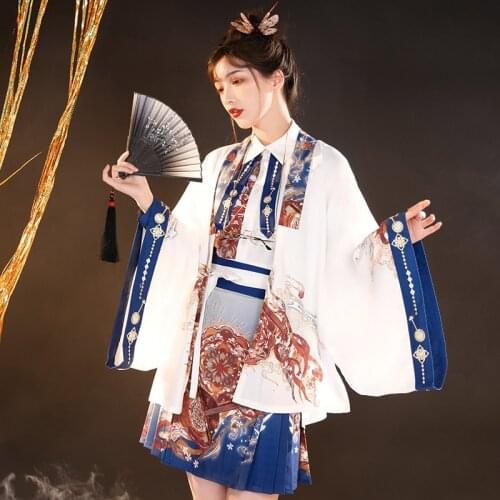Print Women Hanfu Suit Halloween Cosplay Costume Novelty White Spring New Ancient Clothing New Style Hanfu Dressing