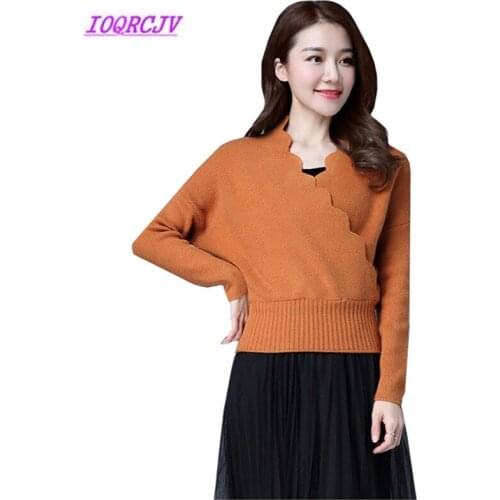 Korean Lace V neck top 7 Colors Loose Throw Womens Sweater Autumn Knit sweater Bat sleeve Pullover Blouse Sweater Women Tops