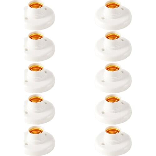 10Pcs E27 Plastic Screw Lamp Holder Round Lamp Holder Bulb Socket Holder Adapter