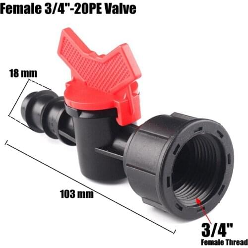 20pcs 3/4''-20mm PE Irrigation Valve Greenhouse Drip Irrigation System Tube Fittings Water Hose Switch Garden Water Connectors